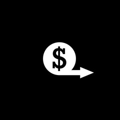  Dollar money and cursor arrow glyph icon  isolated on black background 