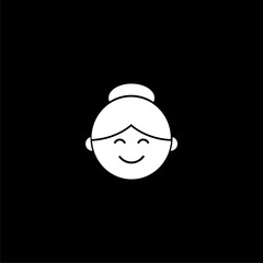 Cute girl icon illustration isolated on black background 
