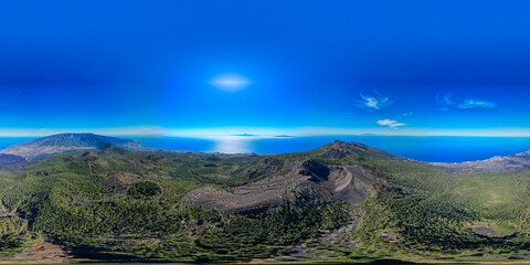 Aerial view of Volcanic craters in La Palma – Cumbre Vieja volcano route - Canary Islands