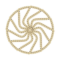 Gold chain round circle element - spiral chain - Gold Tone 