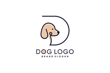 Dog logo design with creative letter D concept style