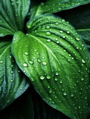 Obraz premium water drops on green leaf generative AI