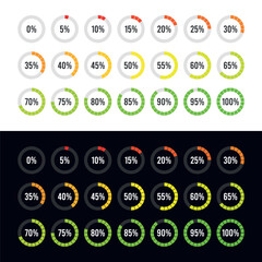 Circle Diagram Pie Charts Infographic Elements. Loading Progress Vector illustration