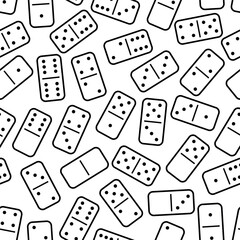 Pattern Domino - Messy Black Outlines of Dominoes in White Background