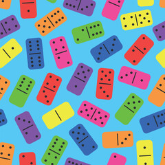 Pattern Domino - Messy Colored Dominoes with Black Holes in Blue Background