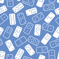 Pattern Domino - Messy White and Outlines Dominoes in Blue Background