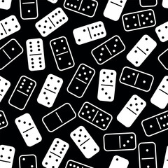 Pattern Domino - Messy White and Outlines Dominoes in Black Background