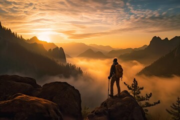 Fototapeta premium Explore the wonders of nature with breathtaking landscapes and majestic mountains, capturing the serenity and awe-inspiring beauty of the outdoors generated AI