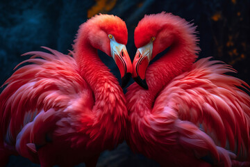 Gruppe von roten Flamingos - brillante Farben