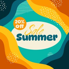 Summer Sale Banner Template Background, Summer banners, Summer set in minimalist style, Design templates for branding, Summer sale poster, Abstract social media template with bright colored, collage