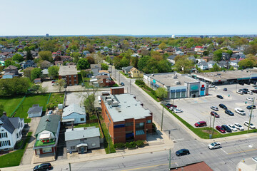 Aerial view of Thorold, Ontario, Canada in early spring