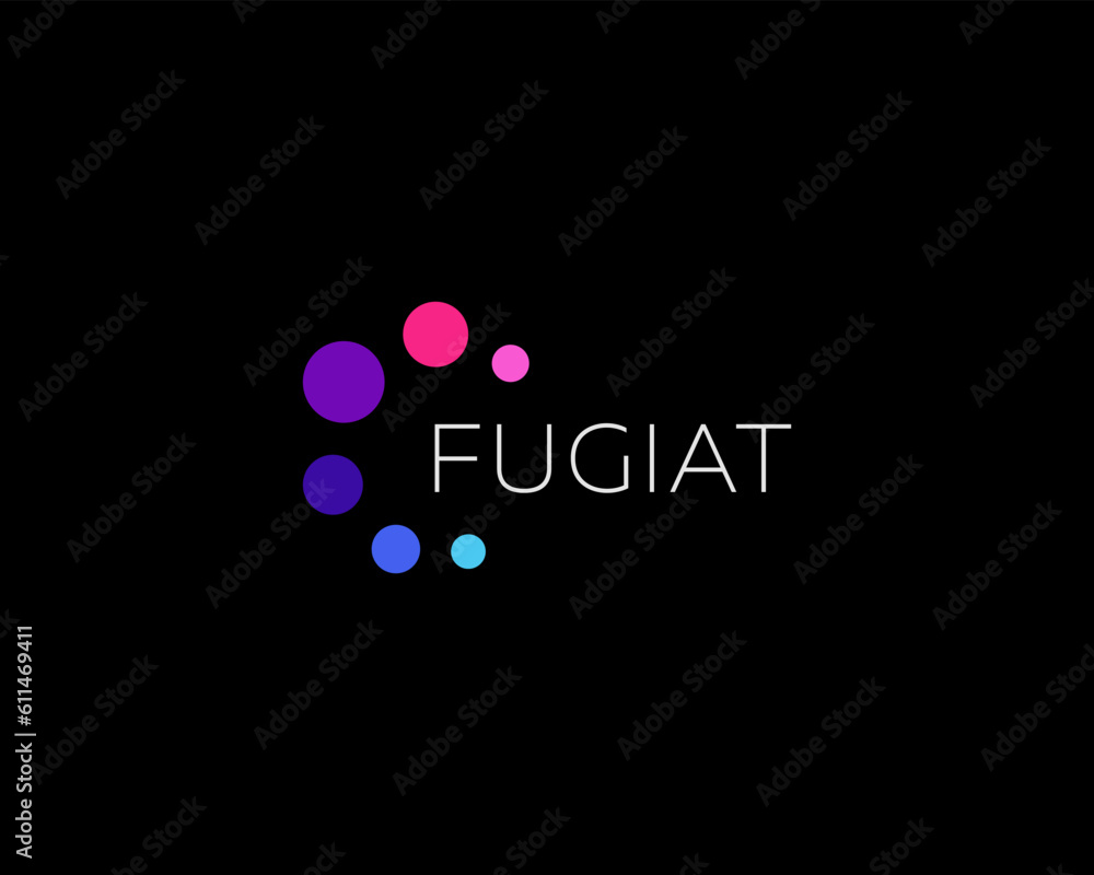 Poster abstract logo from isolated colorful dots or circles. creative atom science sign. universal technolo