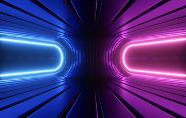 Abstract futuristic neon background. Ultraviolet spectrum. 3d rendering illustration.