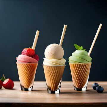 ice cream with fruit generated by AI technology 