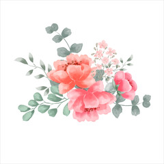 Elegant pink watercolor invitation borders, frames, backgrounds