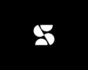 Letter S logotype from geometric shapes. Creative number 5 icon. Universal monogram identity sign. Black and white logo. Vector illustration.