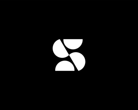 Letter S logotype from geometric shapes. Creative number 5 icon. Universal monogram identity sign. Black and white logo. Vector illustration.