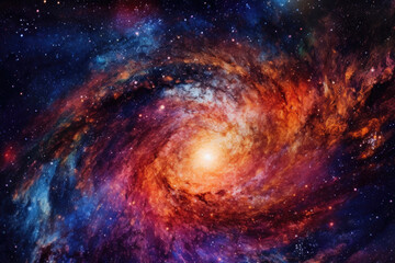 Fototapeta na wymiar Celestial Dance: Swirling Galaxies in Vast Expanse of Space