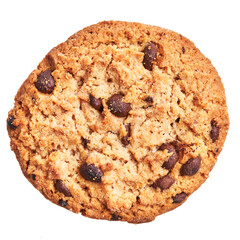  Delicious single chocolate cookie over isolated white background