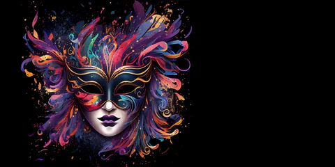 Poster Beautiful carnival Venetian mask on isolated background. Generative AI © Tatiana