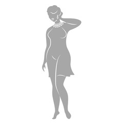 Silhouette figure of a slender woman. The girl is standing. The lady is full of beauty and sexuality. girl is overweight vector illustration