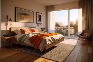 Modern Scandinavian Bedroom with Wooden Frame Style