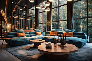 Obraz premium Luxury modern interior. Elegant and Luxurious Modern Living Room Design in 8K Resolution