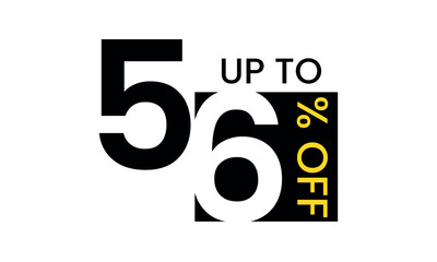 up to sale discount template, abstract 56 percent off vector, up to 56 percent discount template