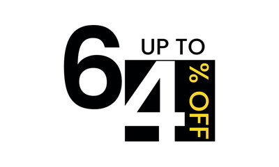 up to sale discount template, abstract 64 percent off vector, up to 64 percent discount template