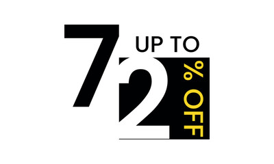 up to sale discount template, abstract 72 percent off vector, up to 72 percent discount template