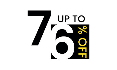 up to sale discount template, abstract 76 percent off vector, up to 76 percent discount template