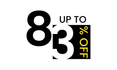 up to sale discount template, abstract 83 percent off vector, up to 83 percent discount template