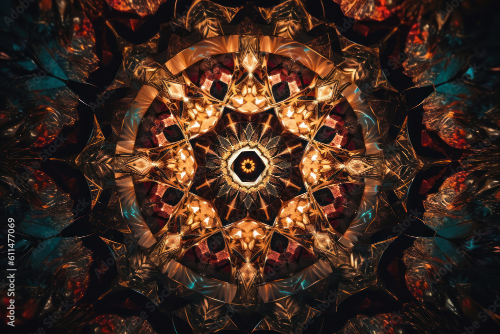 Poster abstract shapes fractal background generative ai
