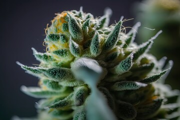 Naklejka na ściany i meble Close Up of a Green Plant with Yellow Tips. Generative AI