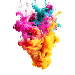 Obraz premium Rainbow of Acrylic Ink in Water. Color Explosion on a white background. Colorful explode, Generative AI