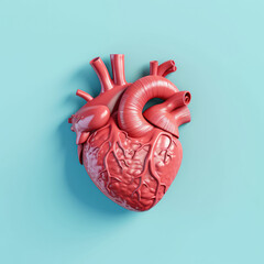 Naklejka premium Illustration of a heart on a pastel background in a creative form. Health and medical concept, taking care of health and circulatory system like heart. Generative Ai, Ai.