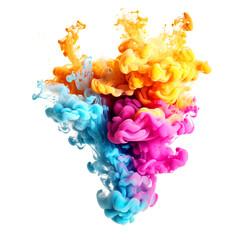 Obraz premium Rainbow of Acrylic Ink in Water. Color Explosion on a white background. Colorful explode, Generative AI