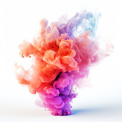 Rainbow of Acrylic Ink in Water. Color Explosion on a white background. Colorful explode, Generative AI