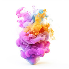 Rainbow of Acrylic Ink in Water. Color Explosion on a white background. Colorful explode, Generative AI