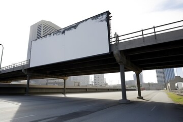 Fototapeta na wymiar an empty billboard on a busy highway. Generative AI
