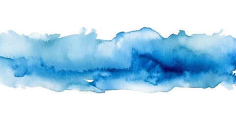blue  paint brush strokes in watercolor isolated against transparent