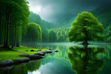 green forest in the forest.