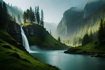 waterfall in the jungle.waterfall in the mountains