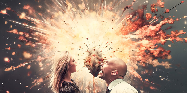 A creative illustration of a head exploding with a sense of energy and excitement. - generative ai