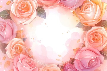 Fototapeta na wymiar circular arrangement of pink roses. Generative AI