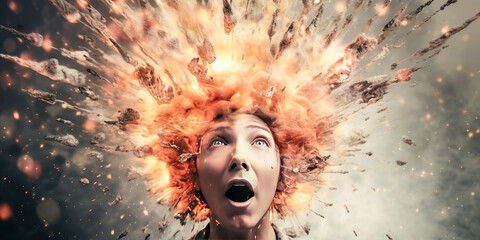 A Person looks perplexed, their head seemingly exploding with questions and thoughts - generative ai.