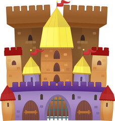 cartoon beautiful and colorful medieval castle isolated illustration for childern