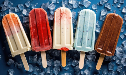 Patriotic Red White Blue Popsicles for the 4th of July - obrazy, fototapety, plakaty