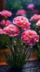 Obraz premium pink carnation flowers generative AI