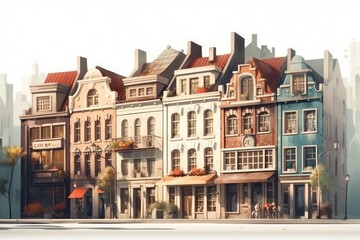 Fototapeta na wymiar colorful cityscape with a row of buildings. Generative AI